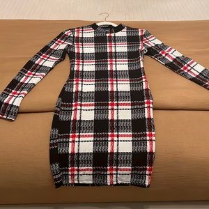 Plaid long sleeve mini dress